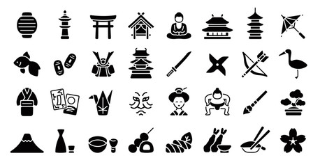 Japanese Traditional Culture Icon Set (Flat Silhouette Version)	 - obrazy, fototapety, plakaty