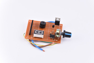 Electronic board with Potentiometer on the white background