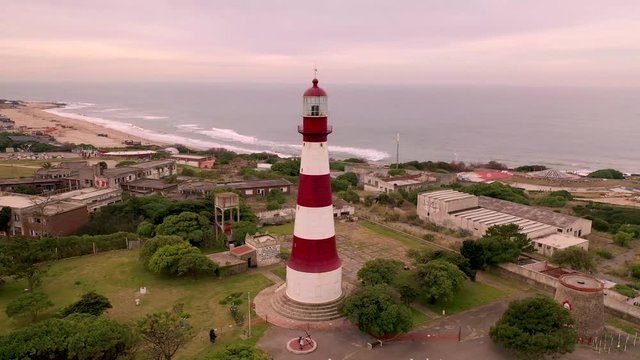 Vista a&eacute;rea del faro de Punta Mogotes al Sur de la Ciudad de Mar del Plata - Provincia de Buenos Aires - Argentina