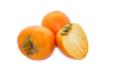 Persimmon fruits isolated on white background     