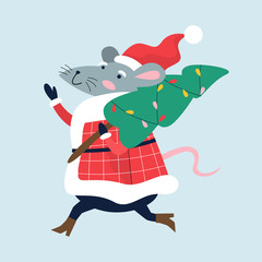 Cute Christmas rat