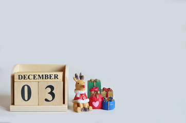 December 3, Christmas, Birthday with number cube design for background.