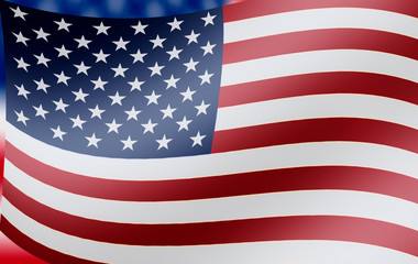 Naklejka premium American flag of United States of America- wavy flag, illustrated