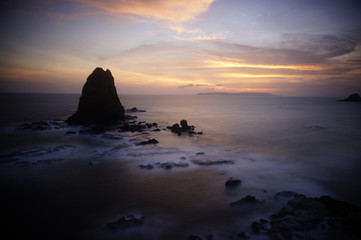 sunset and sunrise are natural beauty at the end of the night and dusk gives perfect color to the sky with beaches, sea and coral.