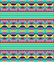 Retro colors tribal vector seamless pattern. aztec abstract geometric art print.