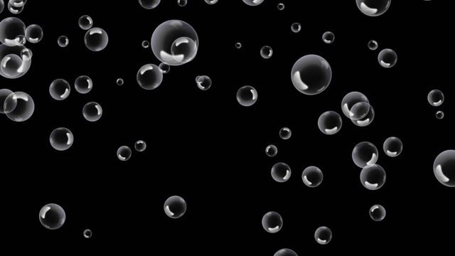 Beautiful Motion Through the Underwater Bubbles Cloud on Black Backgrounds. Loop-able 3d Animation of Fast Flowing Bubbles Mass.