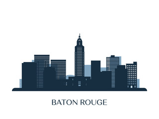 Obraz na płótnie Canvas Baton Rouge skyline, monochrome silhouette. Vector illustration.