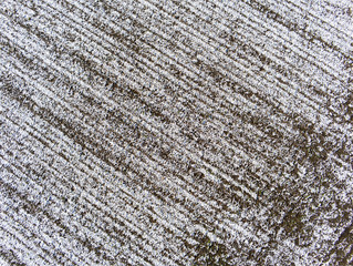 aerial view on the filed with snow
