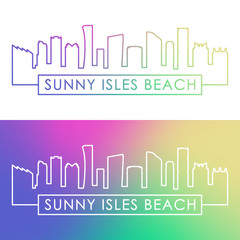 Fototapeta premium Sunny Isles Beach skyline. Colorful linear style. Editable vector file.