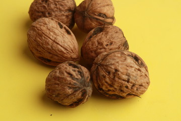 Garlic walnuts in color background