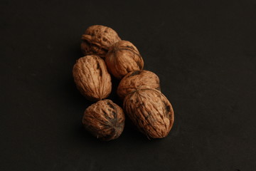 Garlic walnuts in color background