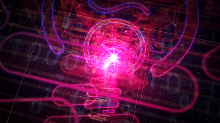 New idea concept with bulb symbol futuristic illustration