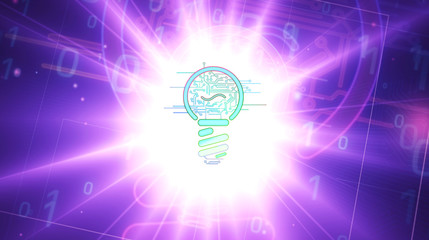 New idea concept with bulb symbol futuristic illustration