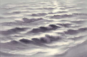 sea light black and white watercolor background