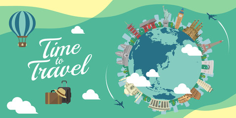 Travel, vacation, sightseeing banner vector illustration