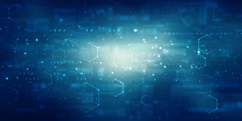 2d illustration Abstract futuristic electronic circuit technology background