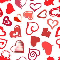Vector stylized sketch hearts eamless pattern