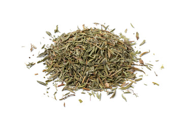 Heap of dried thyme leaves