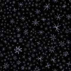 Hand Drawn white Snowflakes Christmas Seamless Pat