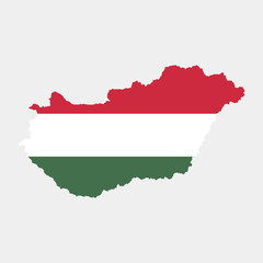 Vector illustration of Hungary flag map. Vector map.