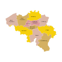 Obraz premium Vector illustration of administrative division map of Belgium. Vector map..