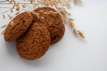Homemade Oatmeal Raisin Cookies on a white background, clipping paths