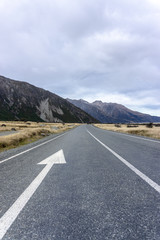 Empty road under the cloudy sky in Mountain cook