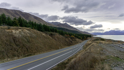 Empty road under the cloudy sky in Mountain cook