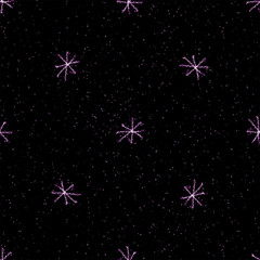 Hand Drawn white Snowflakes Christmas Seamless Pat