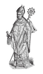 Fototapeta na wymiar Holy saint or pope / vintage illustration from Brockhaus Konversations-Lexikon 1908
