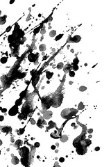 Black ink textures splatter on white background