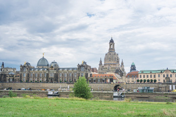 Fototapeta na wymiar DRESDEN, GERMANY - July 23, 2017: The Dresden Frauenkirche, Germany