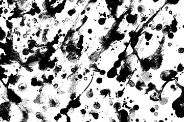 Black ink textures splatter on white background