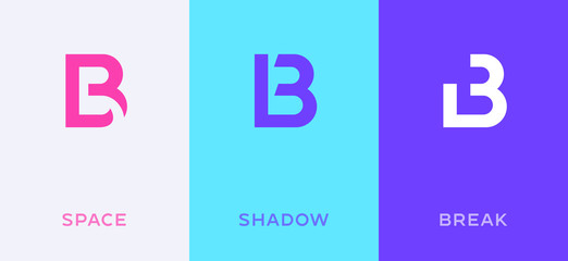 Set of letter B minimal logo icon design template elements