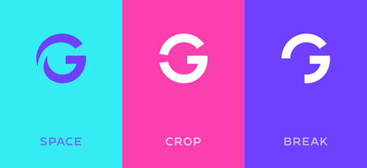Set of letter G minimal logo icon design template elements