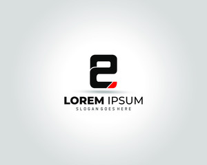 E Letter Logo Design Template with Red and black Color