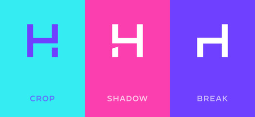 Obraz premium Set of letter H minimal logo icon design template elements