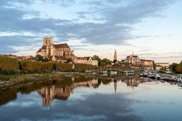 Fototapeta na wymiar View of Beautiful historic town of Auxerre on sunrise time in Burgundy, France.