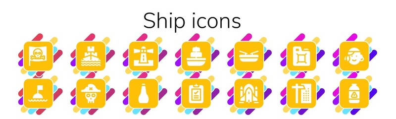 Modern Simple Set of ship Vector filled Icons