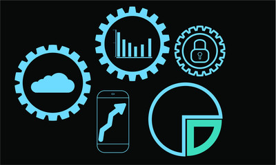 Various concept vectors about business analysis and technology.