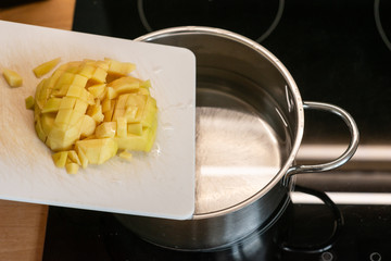 potato soup in the making
