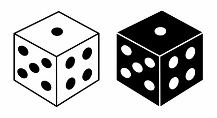 The black and white Dice icons illustration