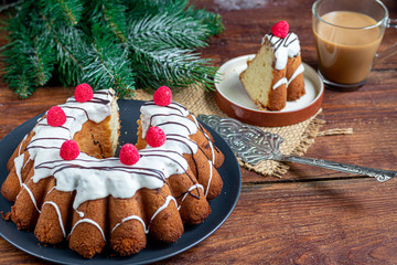 Beautiful festive cupcake decorated with whipped squirrels and raspberry jelly.