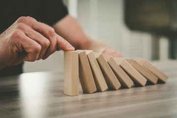 Concept of business control by stopping domino effect