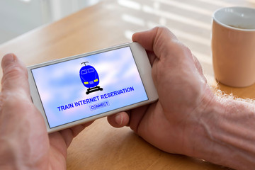 Train internet reservation concept on a smartphone