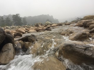 water flowing over the rocks