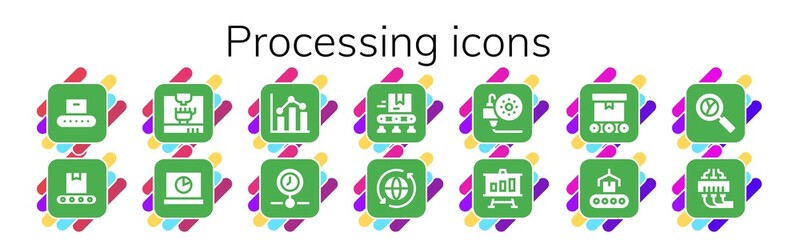 Modern Simple Set of processing Vector filled Icons