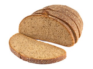 sliced of rye bread, isolated on a white background
