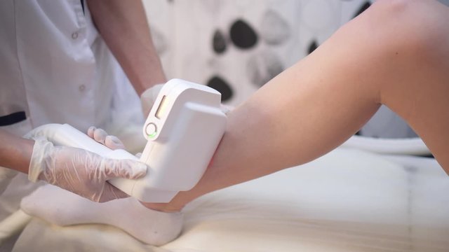 Close up of Laser Hair Removal Procedure on Female Client