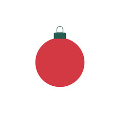 Fototapeta premium Red Christmas tree bauble flat vector icon isolated for web and mobile.X mas tree decoration,ornament icon.